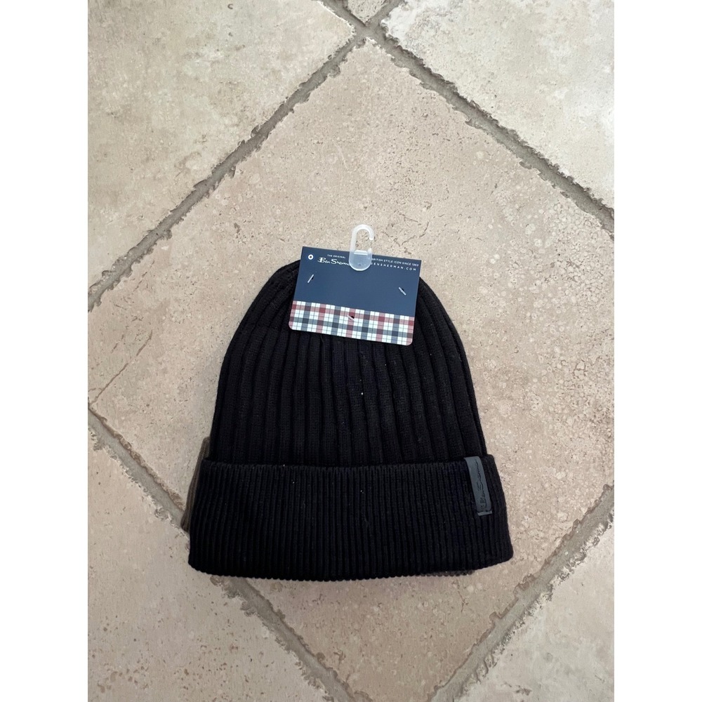 Ben Sherman Mens 2 Pack Ribbed Knit Beanie Hats Thermal Plush Lining Brown Black - Picture 6 of 8